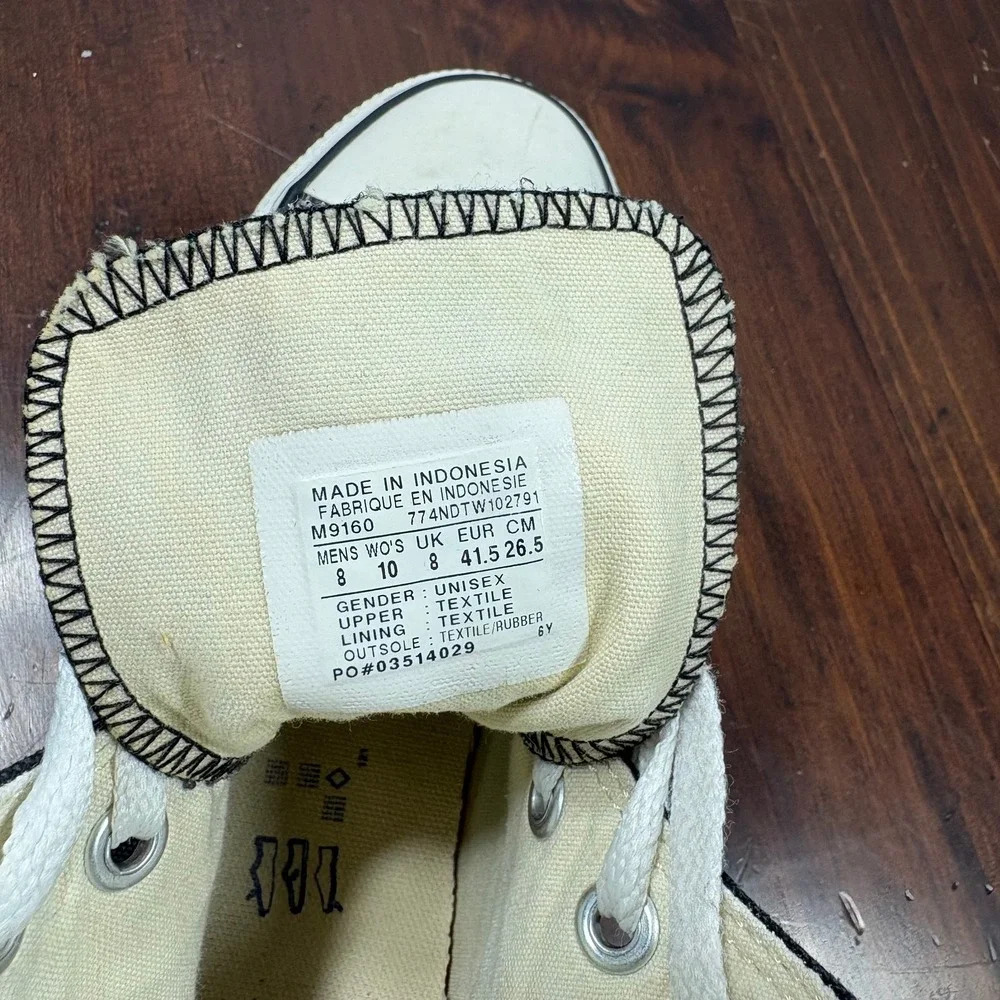 Converse Chuck Taylor All Star Canvas Sneaker M8 W10 Black High Top Casual M9160 - Picture 10 of 11